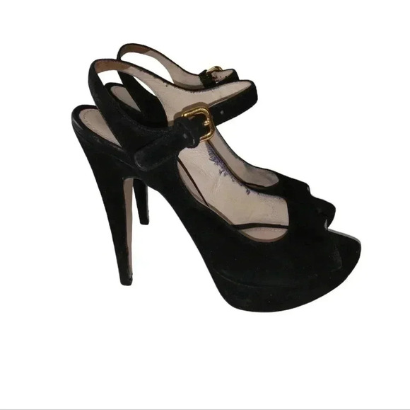 Prada Milano Women's high heel adjustable straps  slingback shoes sz 37 - Picture 1 of 8